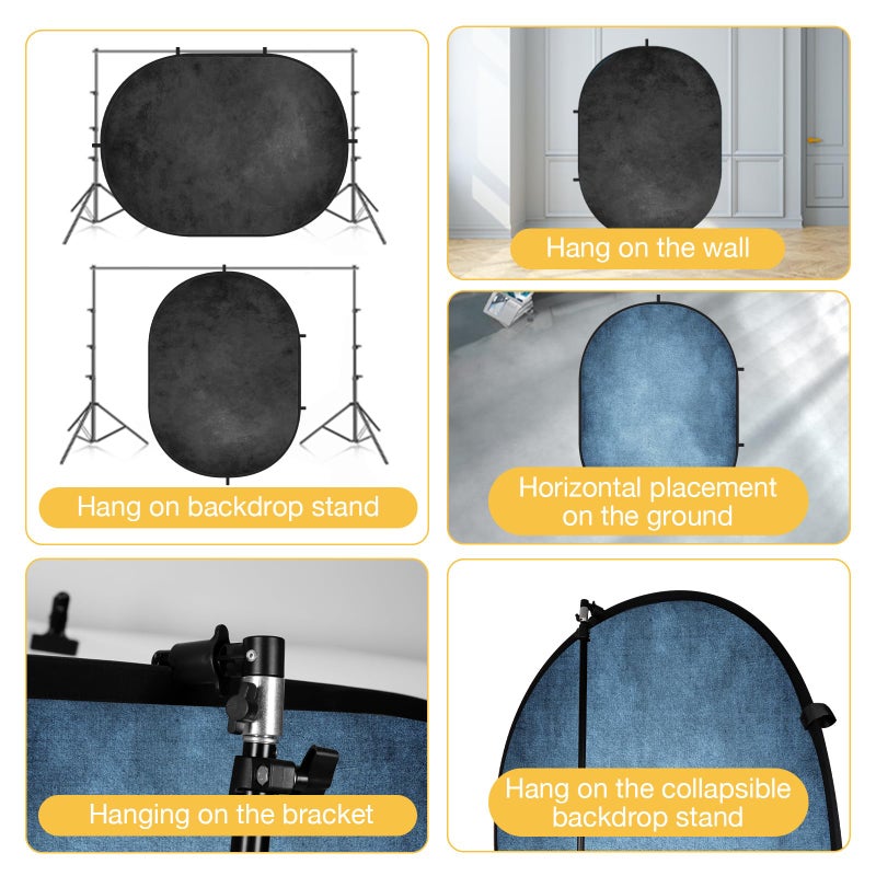 Kate Collapsible Backdrop Pop up Backdrops Photo Folding Backdrop for Photoshoot, for Portrait Photography, for Video Stream, 5x6.5ft(Blue/Gray) - Image 4